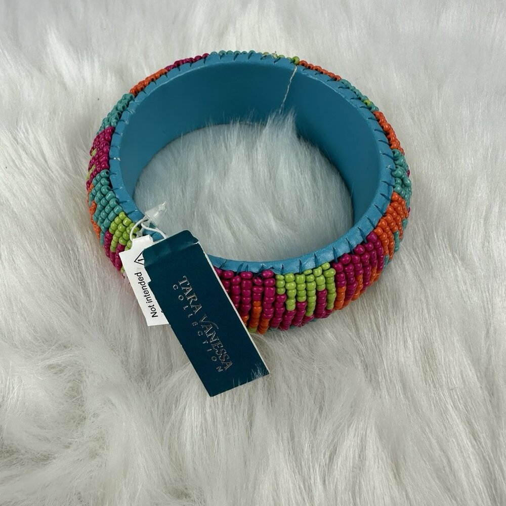 Tara Vanessa Colorful Beaded 1 Inch Wide Bangle Bracelet New With Tags